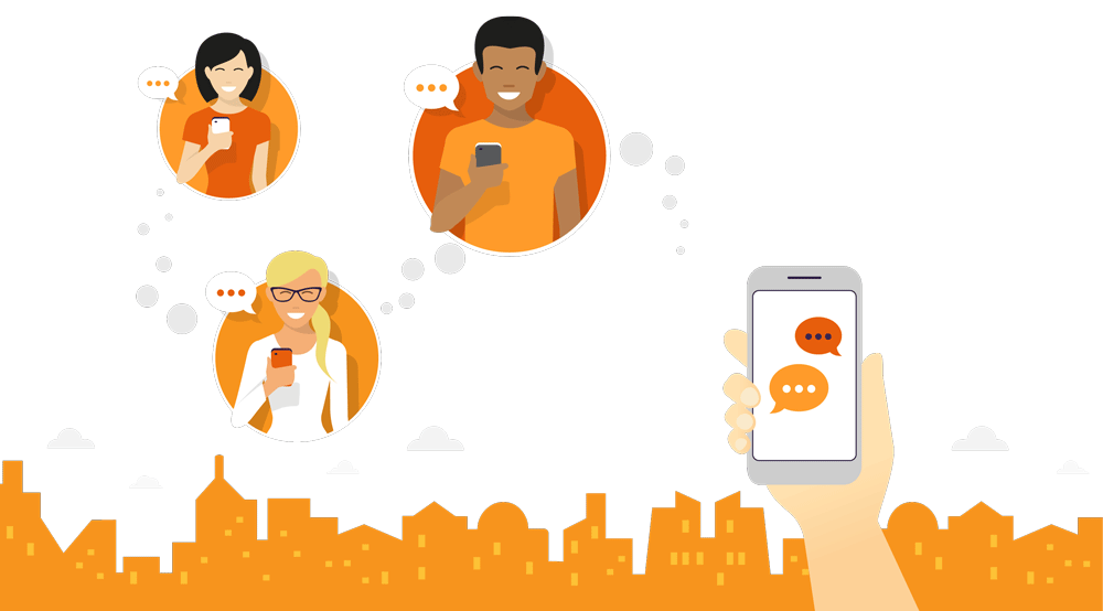 Candidates communication via text message with each other and recruiters.